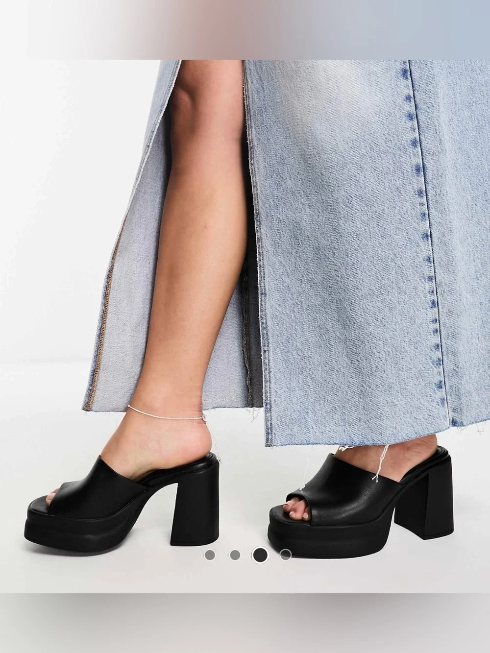 NWOT wide fit chunky platform high heel black mules-size 7